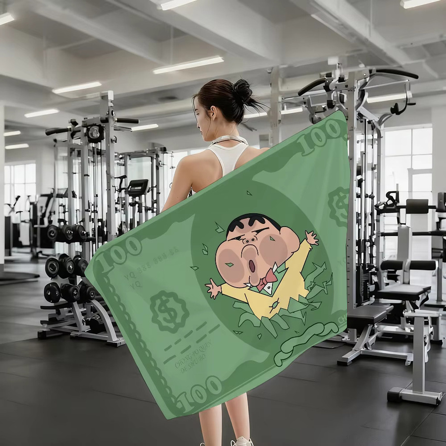 CRAYON SHINCHAN Handtuch in Grün, schnell trocknendes und saugfähiges Strandtuch für Sport, Fitness und Schwimmen - Bild 3