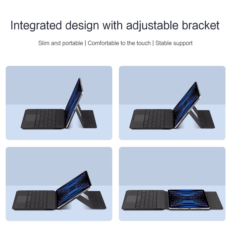 AJIUYU Magnetische Schutzhülle mit hintergrundbeleuchteter TouchPad-Tastatur für iPad Pro 11 Zoll (1. bis 4. Generation) und iPad Air 11 Zoll M2/M3 sowie iPad Air 4/5 10,9 Zoll in Grau - Bild 4