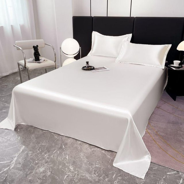YiLi-Studio Eis Seide Bettlaken in Weiß, kühler Matratzenbezug mit Anti-Rutsch-Funktion, B/T: 230 x 250 cm - Bild 1
