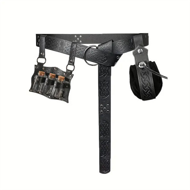 Mittelalterliche Cosplay Gürtel Taille Tasche, Fantasy, Glas, Kunststoff, Schwarz, Set - Bild 1