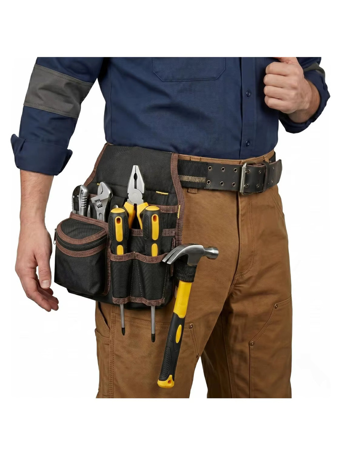 XMSJ Werkzeuggürtel Elektriker-Werkzeugtasche mit Hammerhalter und Organizer in Blau oder Schwarz - Bild 7