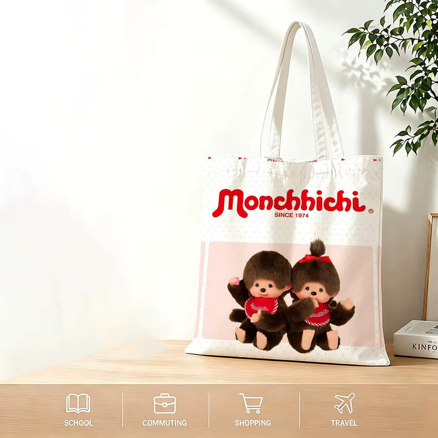 Monchhichi Canvas Tragetasche in Weiß für Schule und Alltag - Bild 6