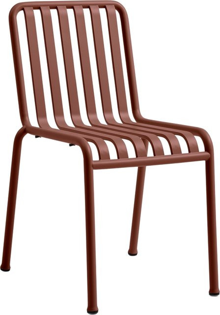 HAY Palissade Chair aus Stahl in Rot mit Streifenoptik und mattem Finish, stapelbar - Bild 1