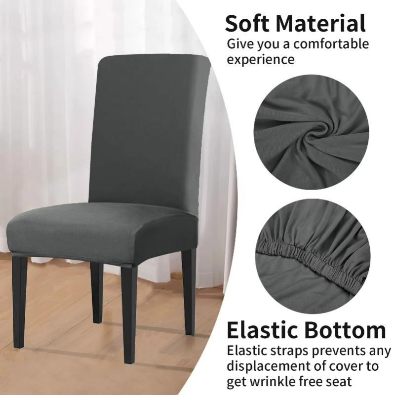6er Set elastische Stuhlhusse aus Spandex in Grau für Esszimmer und Hochzeiten - Bild 2