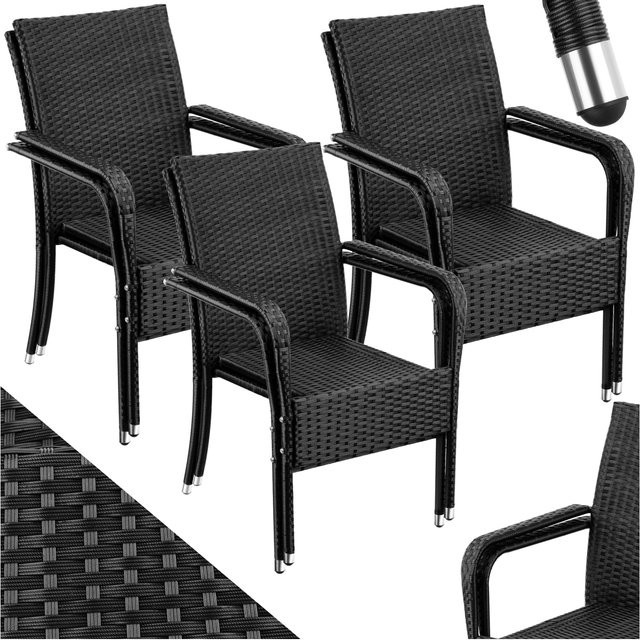 tectake Rattanstuhl stapelbar, B/T/H: 58 x 67 x 90 cm, Belastbarkeit 120 kg - Bild 1