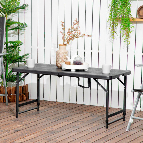 Outsunny Gartentisch klappbar aus Stahl und HDPE in Holzoptik, Farbe Schwarz oder Grau, B/T/H: 118 x 60 x 74 cm - Bild 8