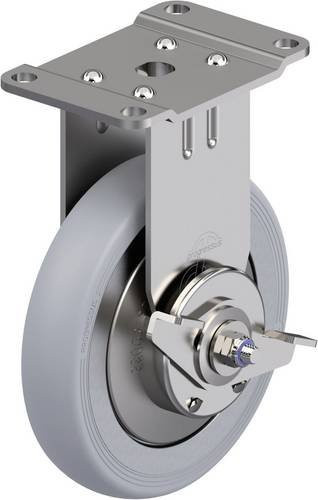 Blickle Edelstahl-Bockrolle BPX-PGV 150XK-PG2-SRA-SG-FA in Silber mit 150 mm Rad-Durchmesser und 200 kg Tragfähigkeit - Bild 1