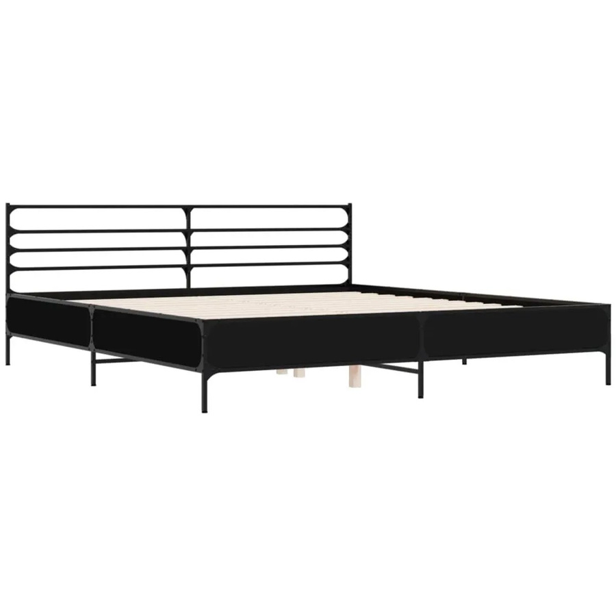 vidaXL Bettgestell Schwarz aus Holzwerkstoff und Metall - Bild 2