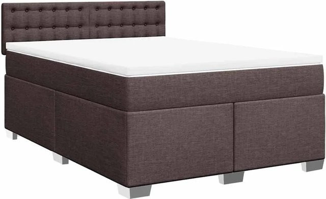 vidaXL Boxspringbett mit Matratze Hybrid-Design in Dunkelbraun und Weiß, B/T: 140 x 190 cm - Bild 1