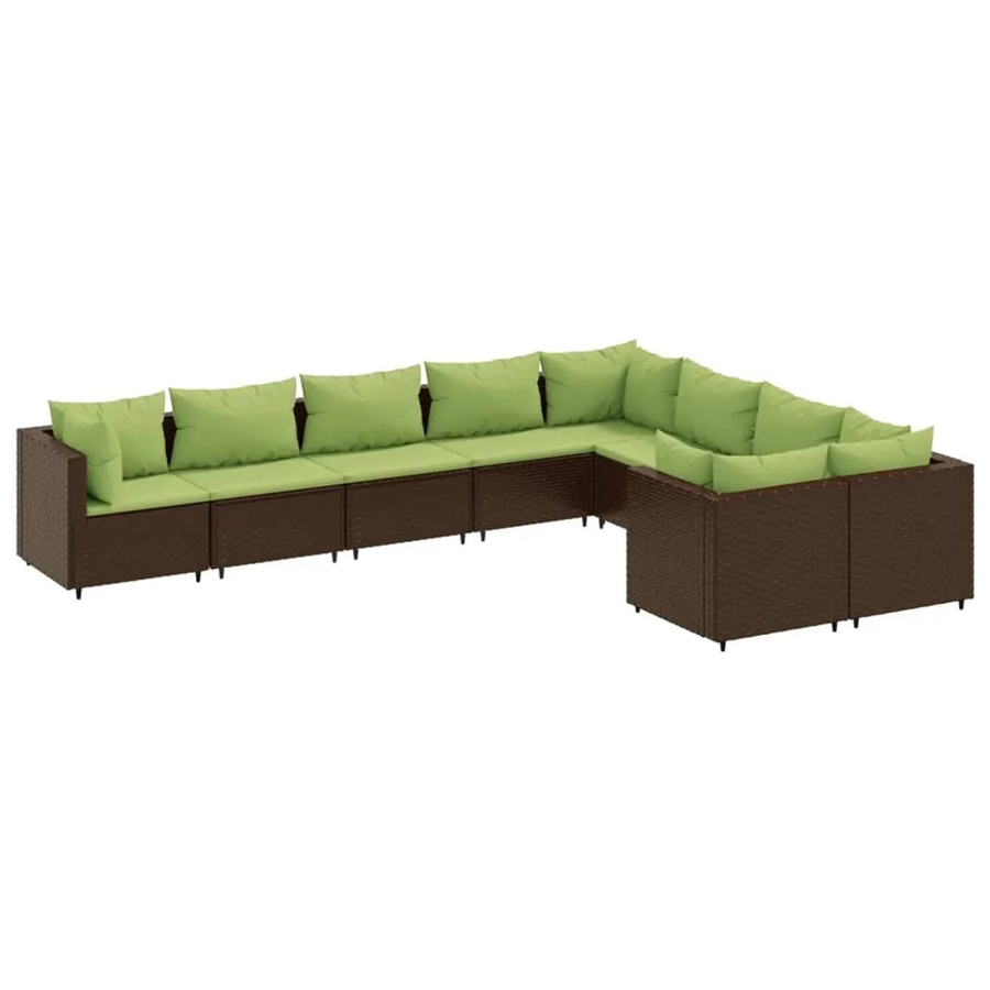 vidaXL 9-tlg. Garten-Sofagarnitur aus braunem PE-Rattan mit Kissen und pulverbeschichtetem Stahlgestell - Bild 2