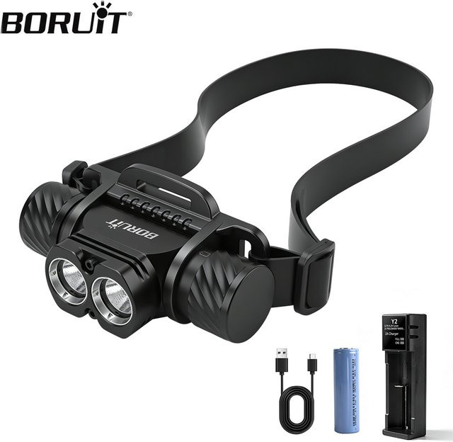 BORUiT Ultrahelle Unterwasser-LED-Tauchlampe mit 1400 Lumen, SST40, IP68 wasserdicht, Schwarz, inklusive 21700 Akku - Bild 1