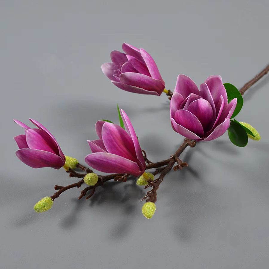 Künstliches Magnolia Bouquet aus Seide in Pink und Lila für Hochzeiten, Tischdekoration und Garten - Bild 4
