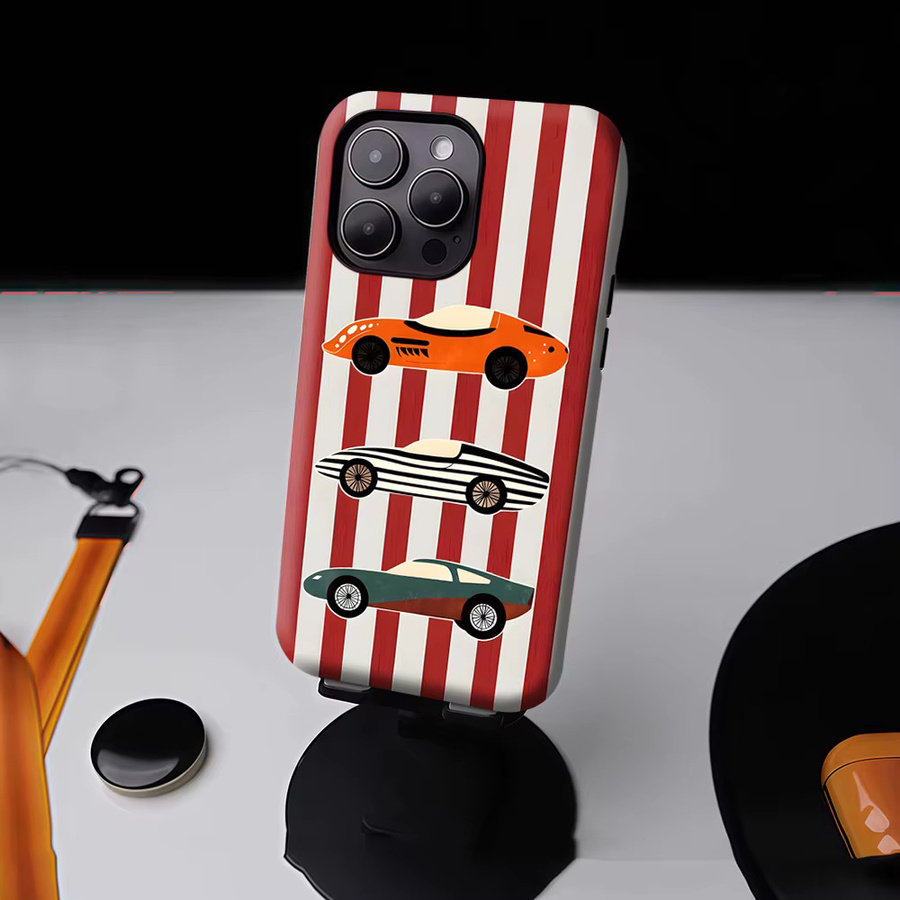 Potdemiel Retro-Auto-Trio Magnetische Handyhülle für iPhone 17 16 15 14 13 Pro Max Plus, Mehrfarbig - Bild 4