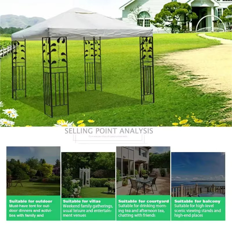 Ersatz-Überdachung für Gartenpavillon aus 300D Polyestergewebe, doppelstöckiges Pavillon-Dach für Grillpavillons, B/B/H: 3 x 3 m - Bild 3