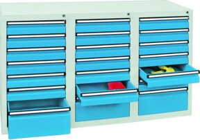 Stumpf Schubladenschrank Serie STS 410 in Enzianblau mit 21 abschließbaren Schubladen aus Stahl - Bild 1