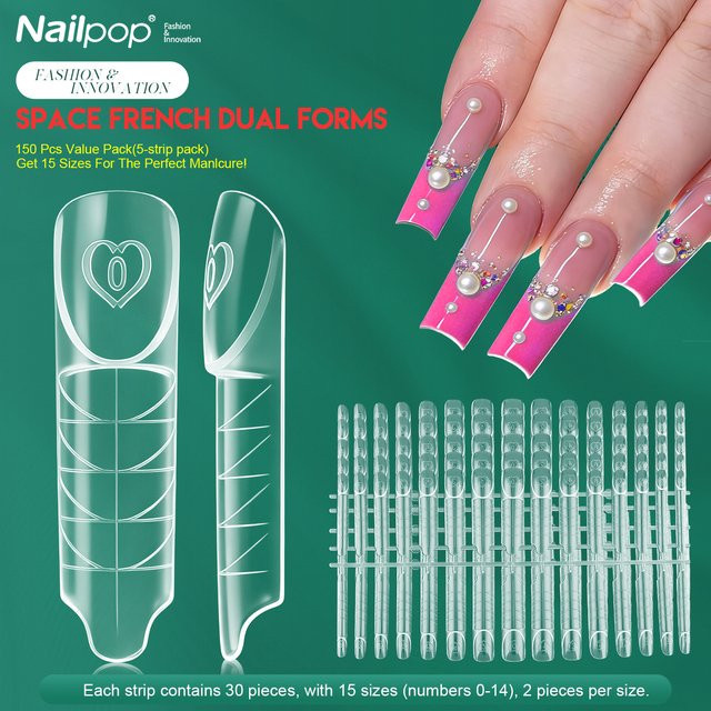 Nailpop Space French Dual Forms, Transparente Nagelverlängerung, 60/150 Stück - Bild 1