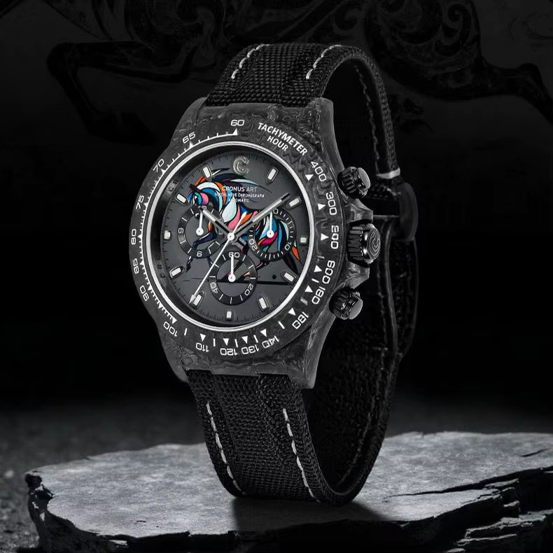 CRONUSART Chronograph, Automatik, Kohlefaser, Saphirglas, Herren, Schwarz - Bild 2