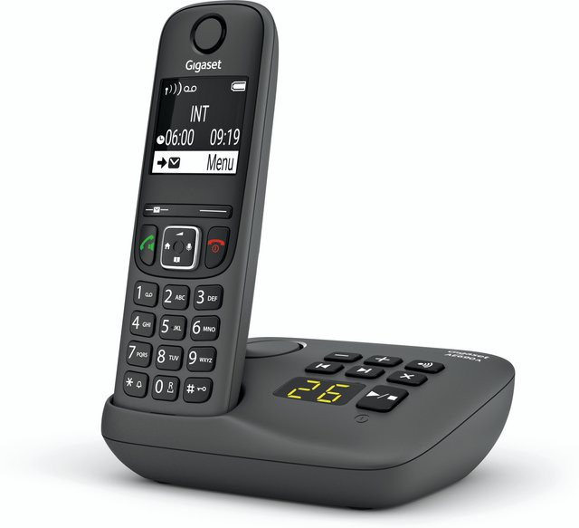 Gigaset AE690A Schnurloses DECT-Telefon mit Freisprecheinrichtung und Anrufer-Identifikation in Anthrazit - Bild 1