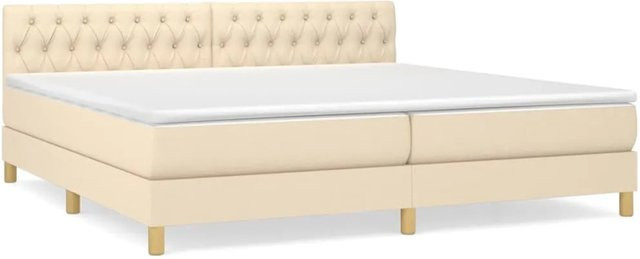 vidaXL Boxspringbett Hybrid mit Matratze und Taschenfedern, Farbe Creme, B/T/H: 200 x 200 x 78 cm - Bild 1