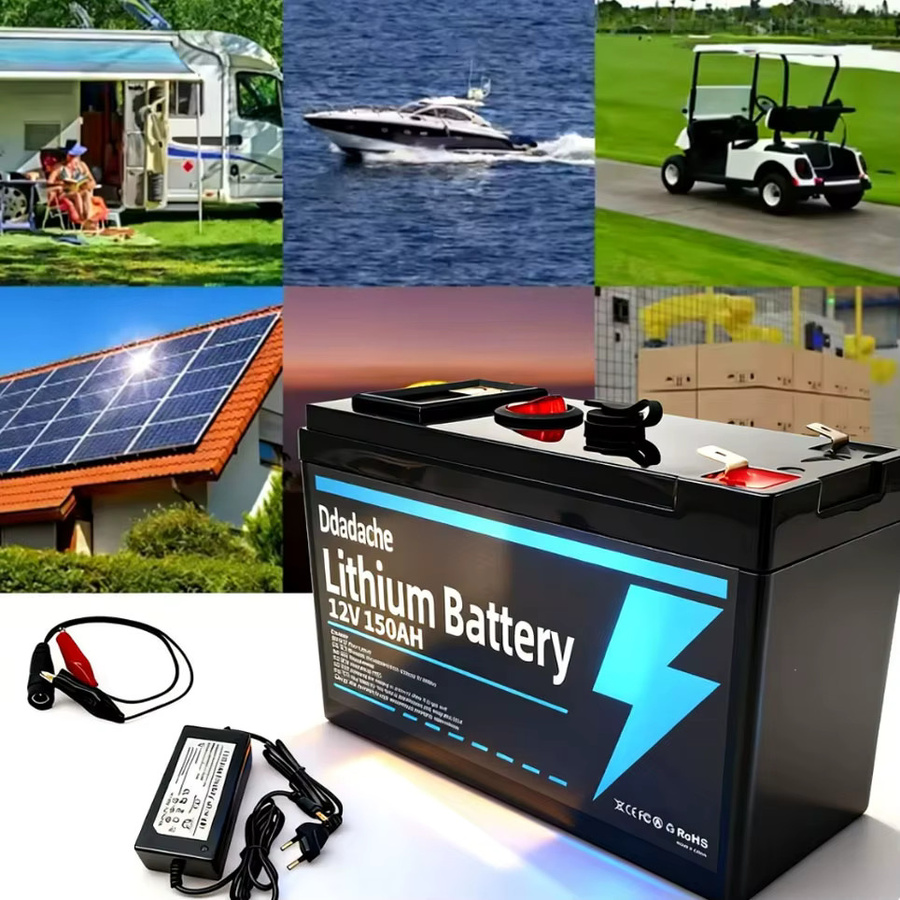 12V 150Ah LiFePO4 Lithium-Batterie mit USB-Anschluss und BMS, schwarze Deep-Cycle-Solarbatterie für Marine, Camping und netzunabhängige Stromversorgung - Bild 4