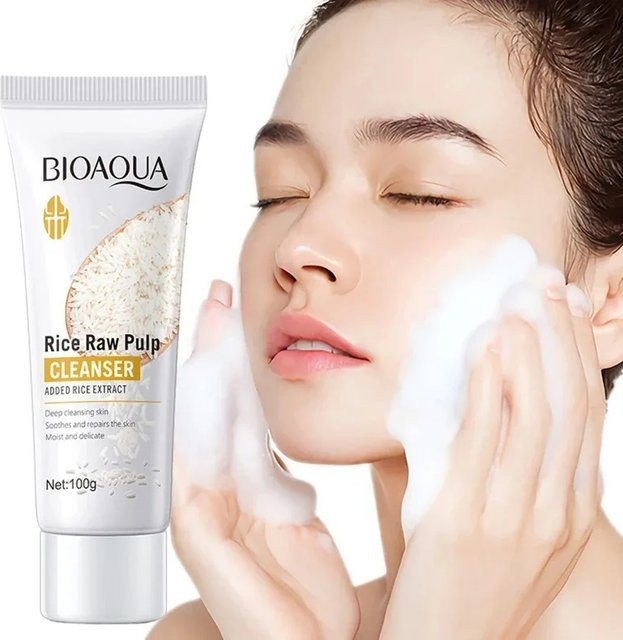 BIOAQUA Reis-Rohpulpe Reinigungsschaum für das Gesicht, Unisex - Bild 1