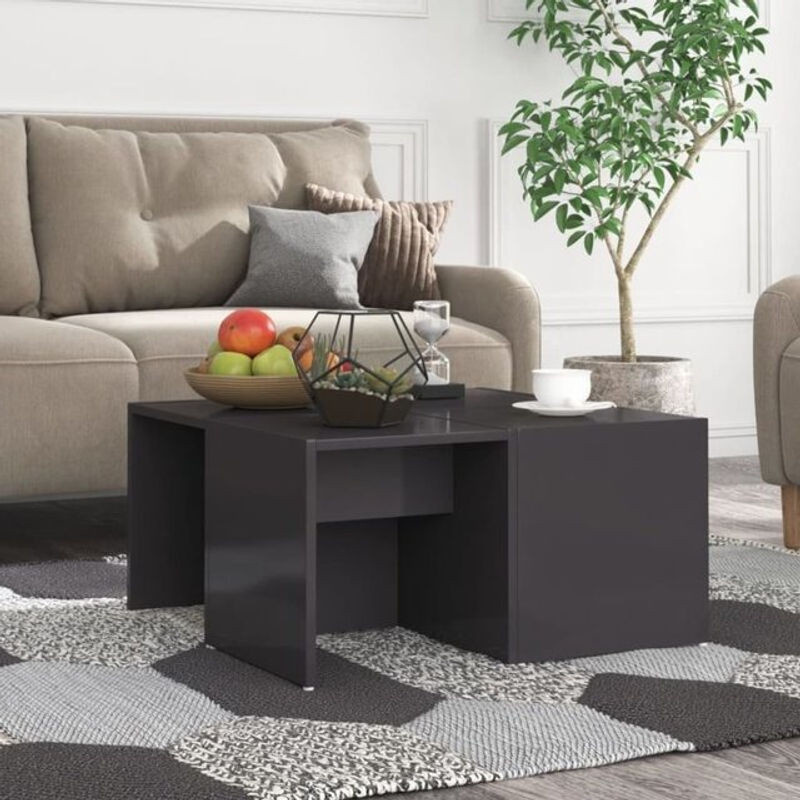 Vidaxl Couchtisch Set 4 Stück Modern Grau aus Holzwerkstoff B/T/H: 33 x 33 x 33 cm - Bild 1