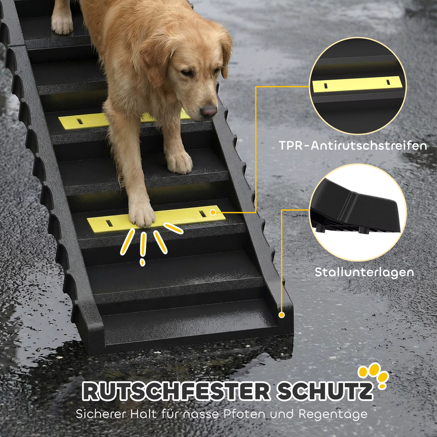 PawHut Hunderampe klappbar und rutschfest in Schwarz, Breite: 154 cm, Tiefe: 40 cm - Bild 5