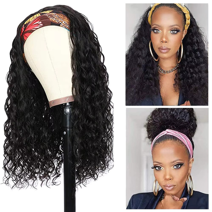Dula A Hair Stirnband-Perücke, Wasserwellen, Echthaar, Schwarz, Damen - Bild 3