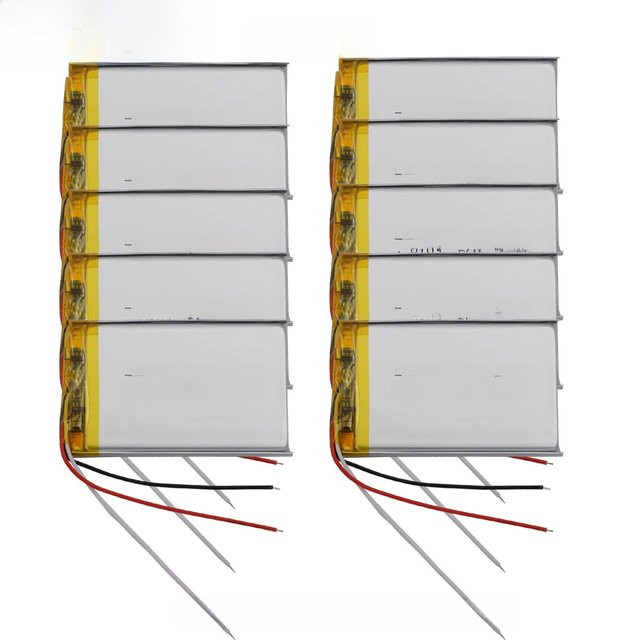 XINJ Li-Ion Lipo Akku 3,7V 900mAh Silber für GPS-Kameras, MP5-Player und Bluetooth-Lautsprecher, 10 Stück - Bild 1