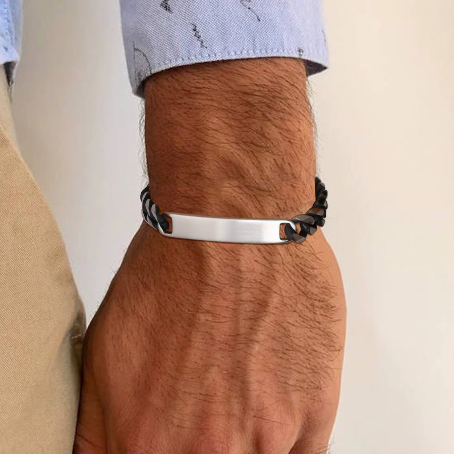 Vnox Namens-ID-Armband Edelstahl, Silber, Herren - Bild 2