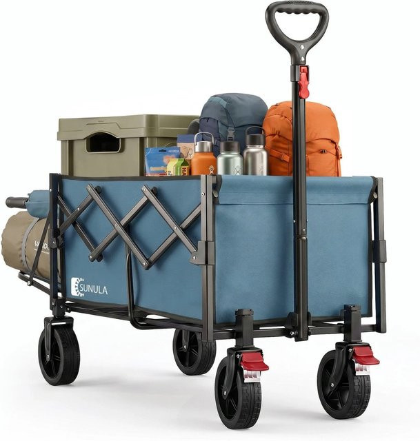 Sunula Bollerwagen faltbar mit erweiterbarer Heckklappe Blau 115l - Bild 1