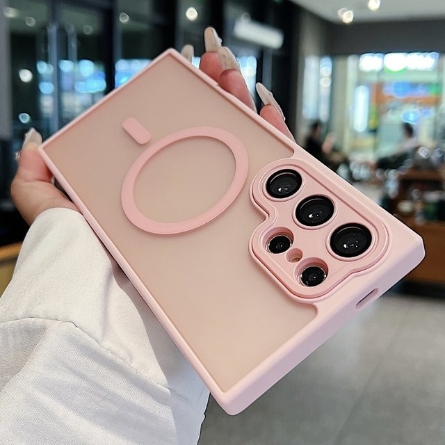 Transparente Stoßfeste MagSafe Magnetische Hülle für Samsung Galaxy S26 S25 S24 S23 Ultra FE A16 A56 A17 in Blau oder Pink - Bild 1