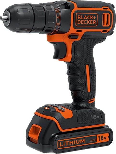 Black+Decker Akku-Bohrschrauber BDCDC18 in Schwarz mit 18 V und 1,5 Ah Akku - Bild 1