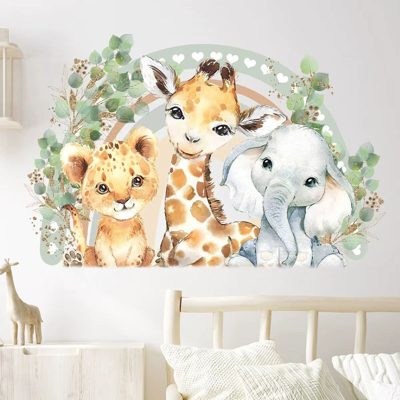 BRUP Wandaufkleber mit Cartoon Löwe Giraffe und Elefant für Kinderzimmer und Schlafzimmer, Multicolor - Bild 3
