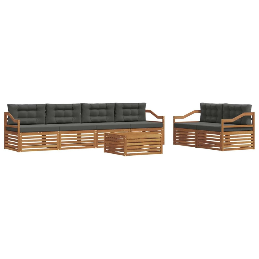 vidaXL Outdoor-Sofagarnitur 7-teilig aus Akazienholz mit Kissen in Natur und Anthrazit - Bild 2