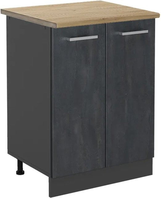 Vicco Küchenunterschrank R-Line in Schwarz Beton/Anthrazit und Eiche matt, Breite: 60 cm - Bild 1