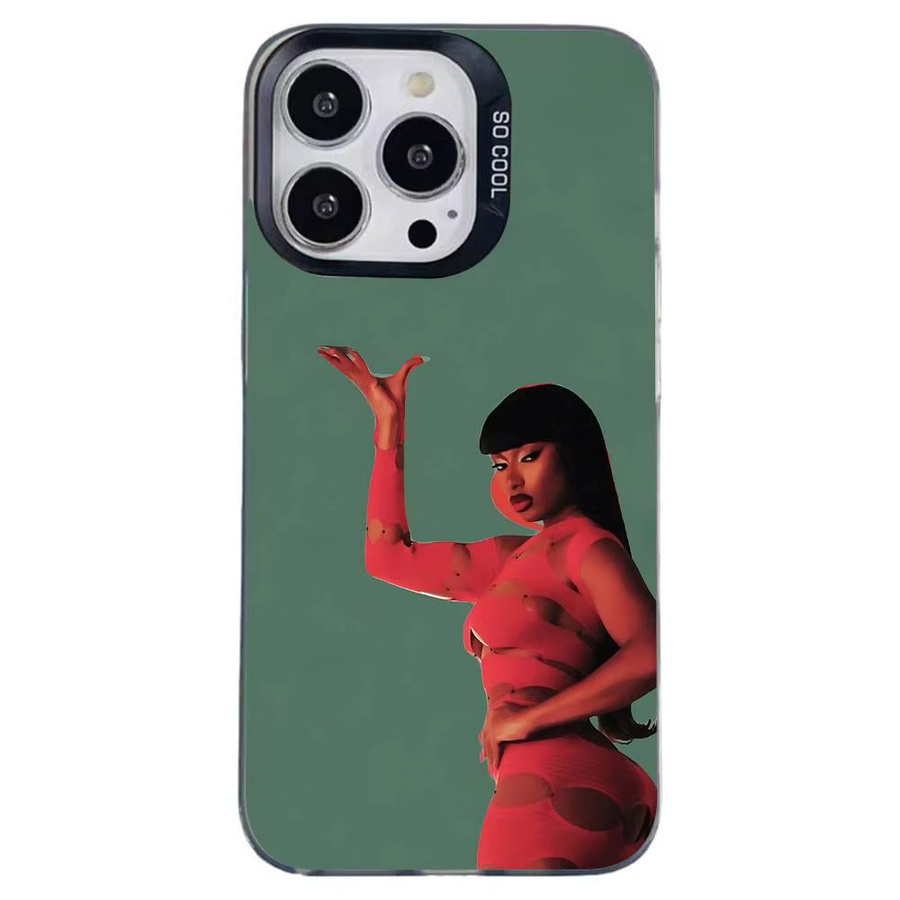 Stoßfeste Handyhülle im M-Megan Thee Stallion Rapper Design für iPhone Modelle in Silber - Bild 7