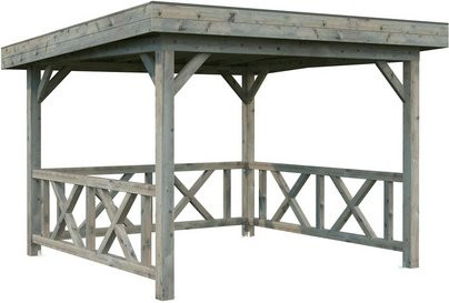 PALMAKO Pavillon Lenna Set 301 aus Fichtenholz in Grau mit Flachdach, B/T/H: 300 x 300 x 245 cm - Bild 1