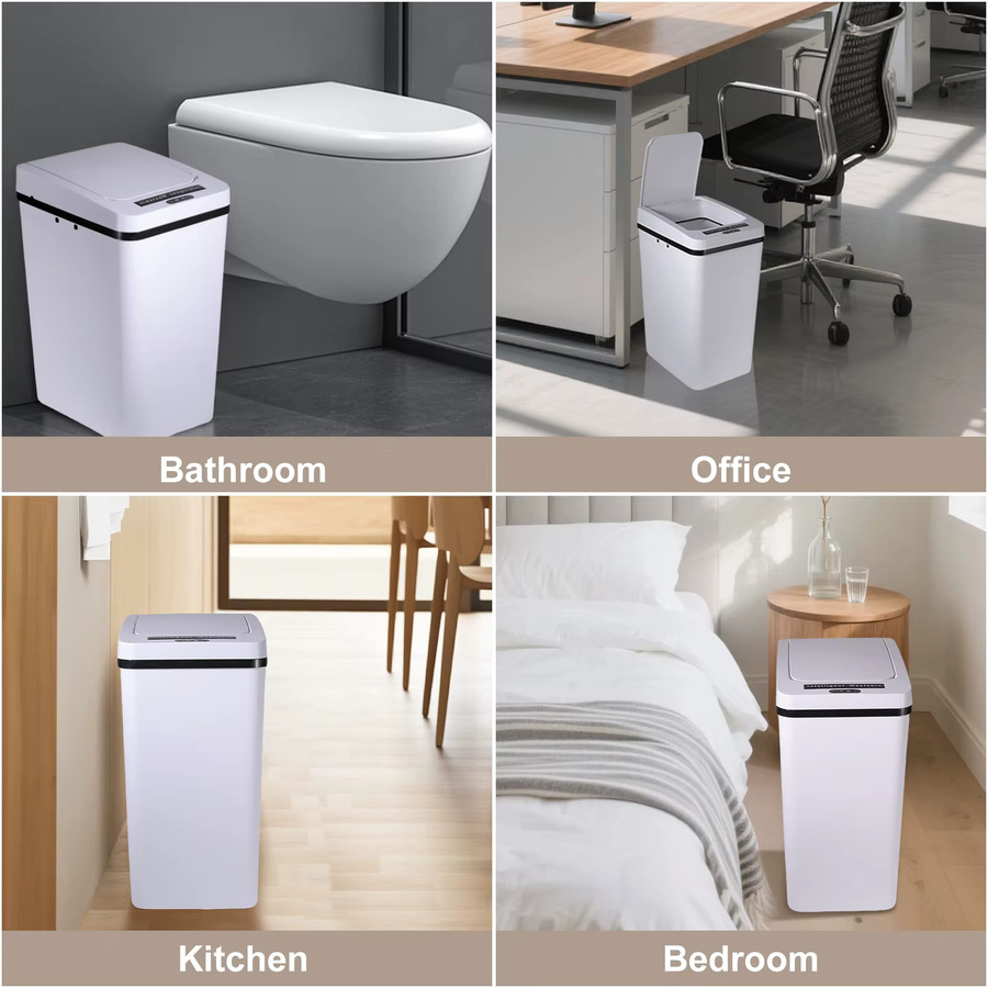Avehrit Intelligenter Sensor-Mülleimer mit Bewegungssensor, Automatischer berührungsloser Abfalleimer, Wiederaufladbar und Wasserdicht, Weiß, 35 l - Bild 3