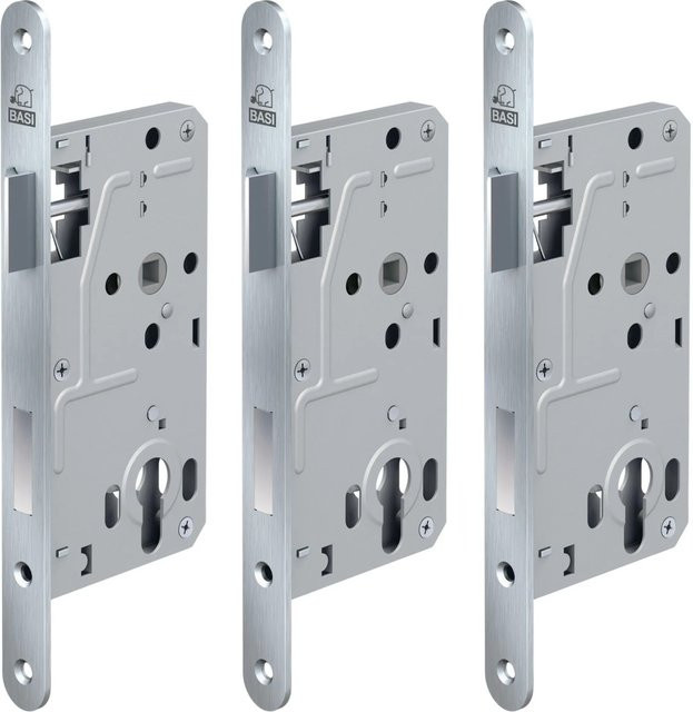 BASI Zimmertürschloss ES 928 PZW Edelstahl Silber 3er Set mit Rundstulp 20 mm - Bild 1
