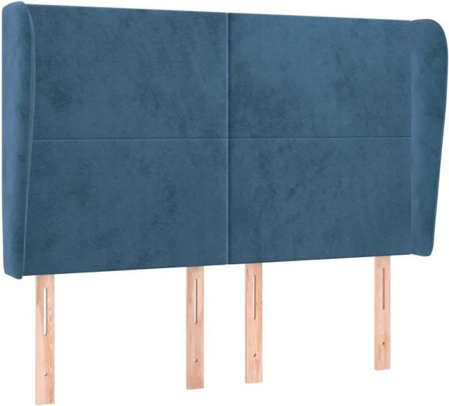 vidaXL Kopfteil mit Ohren in Dunkelblau aus Samt, B/T/H: 147 x 23 x 128 cm - Bild 1