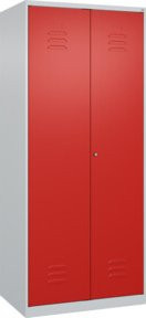 C+P Wäsche-Spind Classic PLUS mit 2 Abteilen und Zylinderschloss in Lichtgrau und Verkehrsrot, B/T/H: 80 x 50 x 185 cm - Bild 1