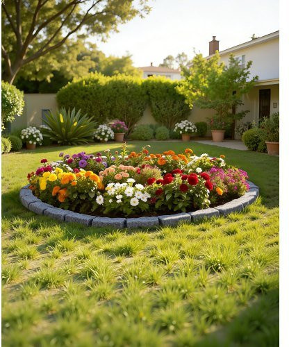 VEVOR Gartenbegrenzung in Steinoptik Grau, flexible Rasenkante mit Verankerungsspikes, B/H: 117,8 x 5,6 cm - Bild 1