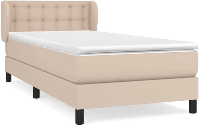 vidaXL Boxspringbett mit Matratze in Cappuccino-Braun, Hybrid-Bett mit Taschenfederkern aus Kunstleder und Stoff, B/T: 100 x 200 cm - Bild 1
