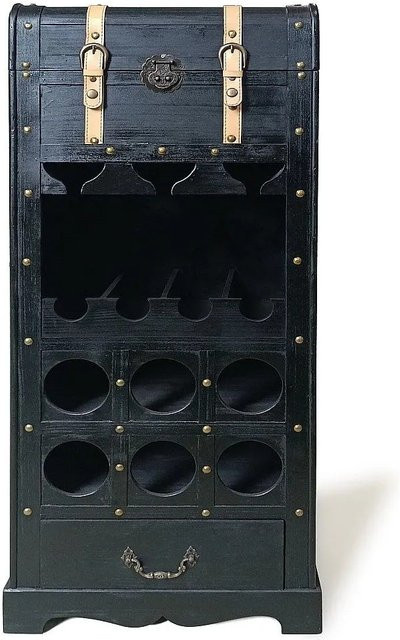 Weinregal Cavina Schwarz aus Tannenholz und MDF - Bild 1
