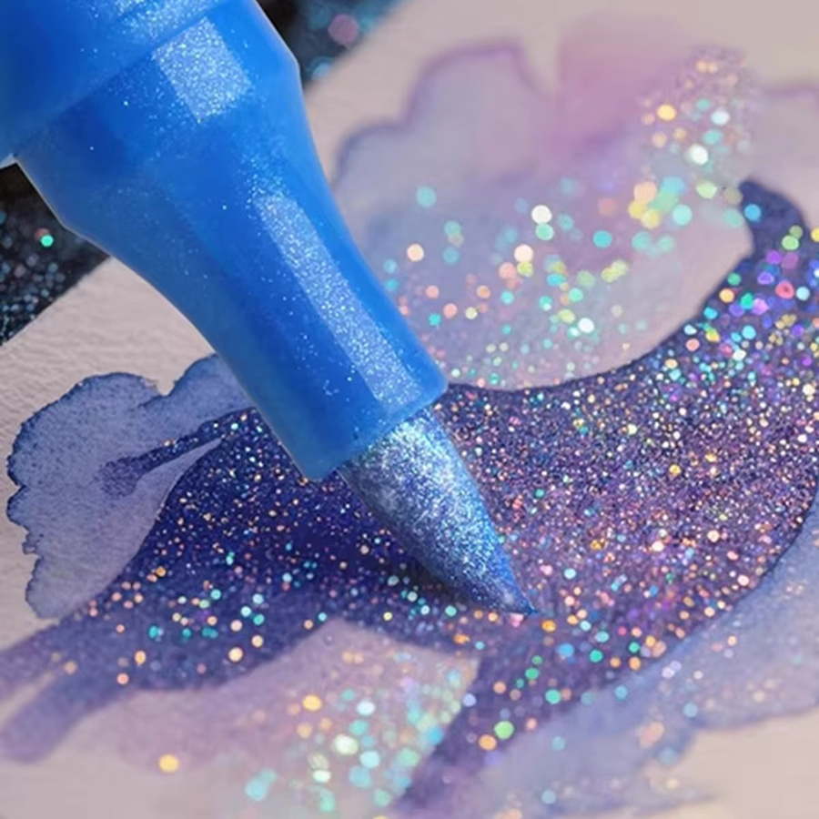Doppellinien-Konturstifte Set mit Metallic-Effekt und Glitzer-Schimmer für Malerei und DIY Kunsthandwerk, Mehrfarbig - Bild 6