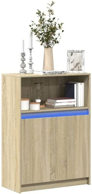 Modernes Sideboard mit LED in Sonoma-Eiche Natur von Vidaxl, B/T/H: 72 x 34 x 100 cm - Bild 1