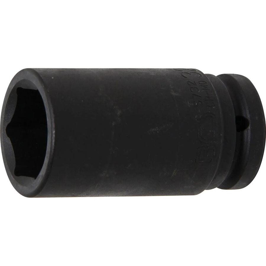 BGS Kraft-Steckschlüssel-Einsatz Sechskant tief 5732 mit 20 mm 3/4 Zoll Antrieb und 32 mm Schlüsselweite aus Edelstahl in Schwarz - Bild 2