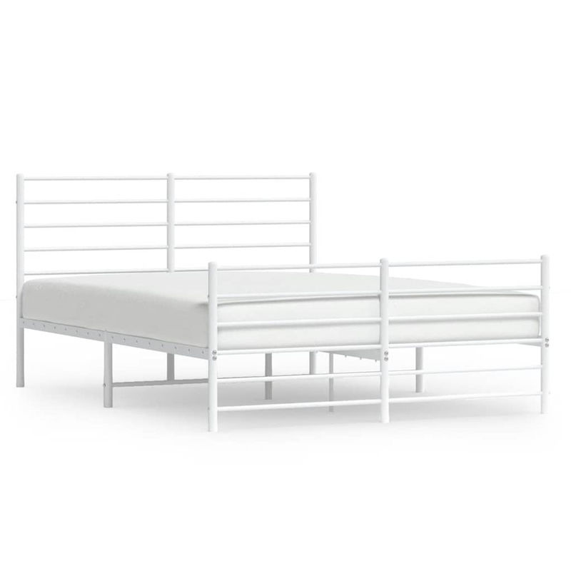 Vidaxl Metall-Bettgestell mit Kopfteil und Fußteil in Weiß, B/T/H: 120 x 200 cm - Bild 2