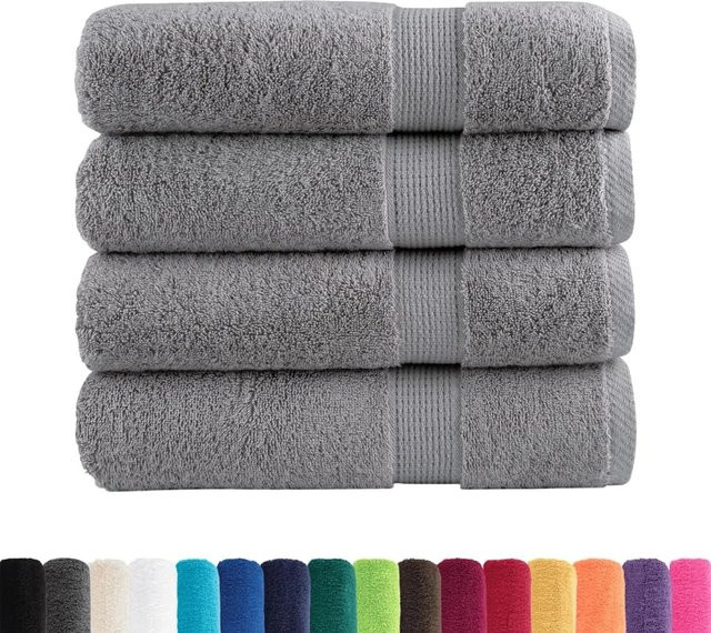 vidaXL Premium-Badetücher SOLUND, 4er-Set, Grau, Baumwolle, B/H: 100 x 150 cm, 600 g/m² - Bild 1